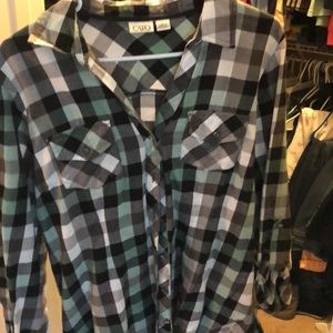 Green black and white flannel